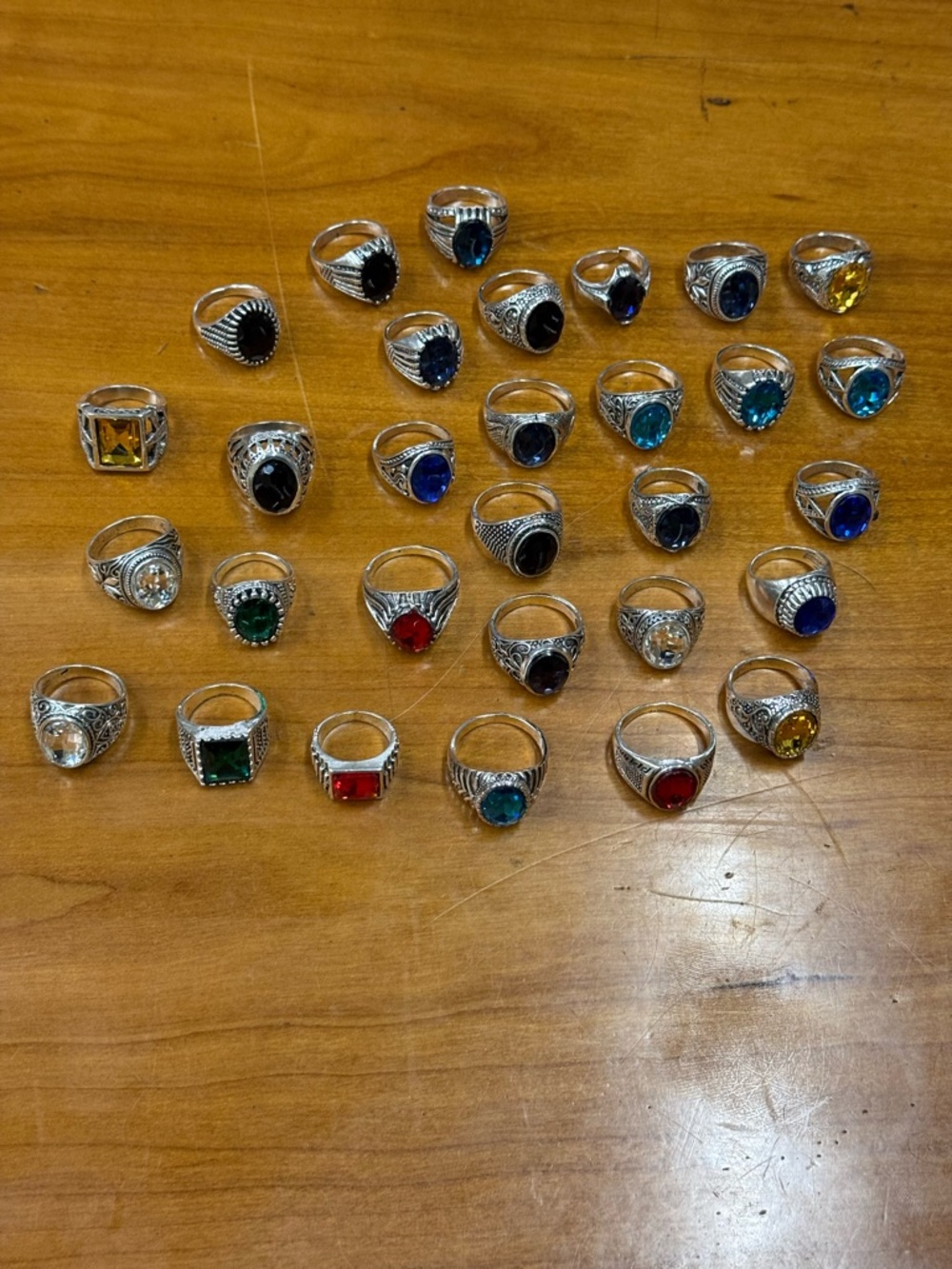20 Rings Cosmetic Silver-Plated Multicolor For $15 Sizes 8-11 MM